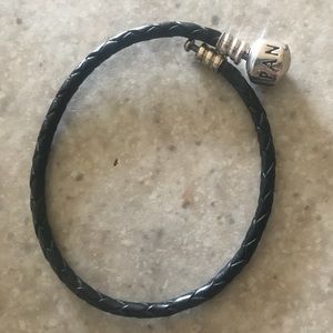 Black leather pandora bracelet